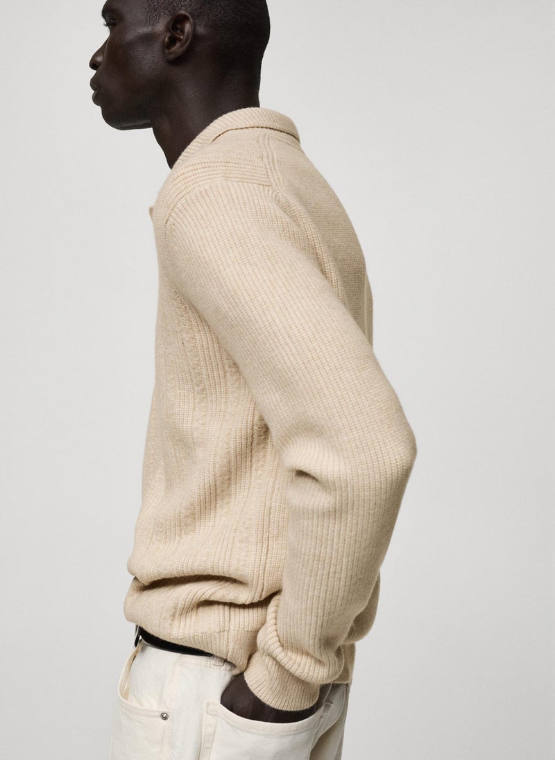 Mango Man - Structured Knitted Polo Sweater - Image 1