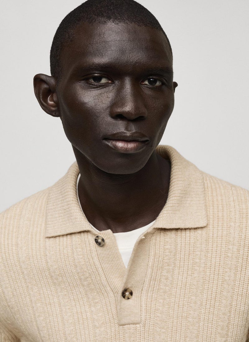 Mango Man - Structured Knitted Polo Sweater - Image 1
