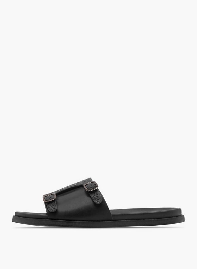 DUCHINI Men's Monogram Embossed Slip-On Comfort Sandals  - Image 3