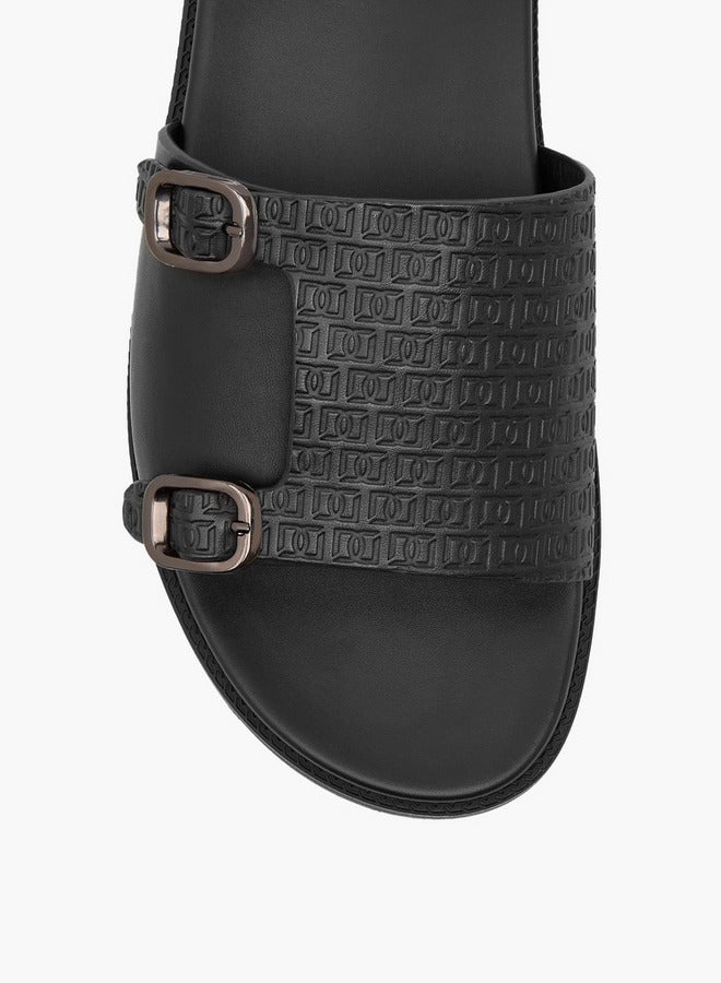 DUCHINI Men's Monogram Embossed Slip-On Comfort Sandals  - Image 4
