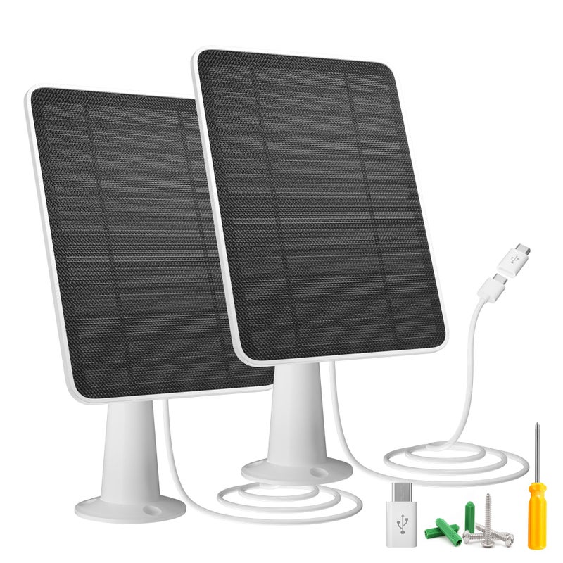 WININMETA Solar Panel Charger Compatible with Vision Well Battery Powered Wireless Outdoor Security Cameras 5W Solar Panels Charging with IP65 Waterproof 10ft USBC Cable Secure Wall Mount 2 Pack - Image 2