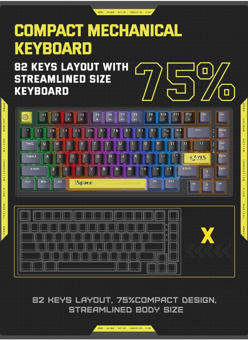 onikuma - G52 Gaming Wired Mechanical Keyboard With Brown Switchs 82 Keys LED RGB Backlit - Image 1