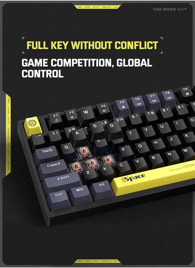 onikuma - G52 Gaming Wired Mechanical Keyboard With Brown Switchs 82 Keys LED RGB Backlit - Image 1