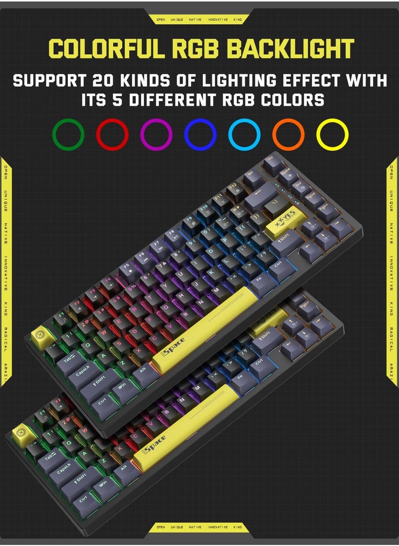 onikuma - G52 Gaming Wired Mechanical Keyboard With Brown Switchs 82 Keys LED RGB Backlit - Image 1