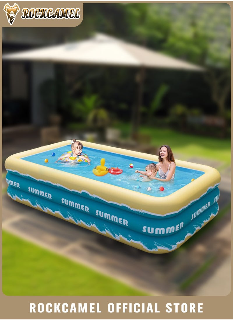 ROCKCAMEL Inflatable Swimming Pool 300*175*56cm,  Summer Water Party Family Paddling Pool, Large Thickened Children's Pool, Suitable For Backyard Garden Outdoor 4-6 People  - Image 1