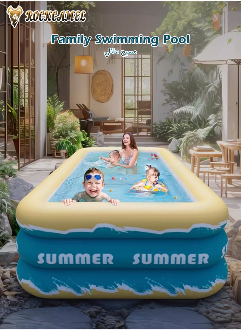 ROCKCAMEL Inflatable Swimming Pool 300*175*56cm,  Summer Water Party Family Paddling Pool, Large Thickened Children's Pool, Suitable For Backyard Garden Outdoor 4-6 People  - Image 2