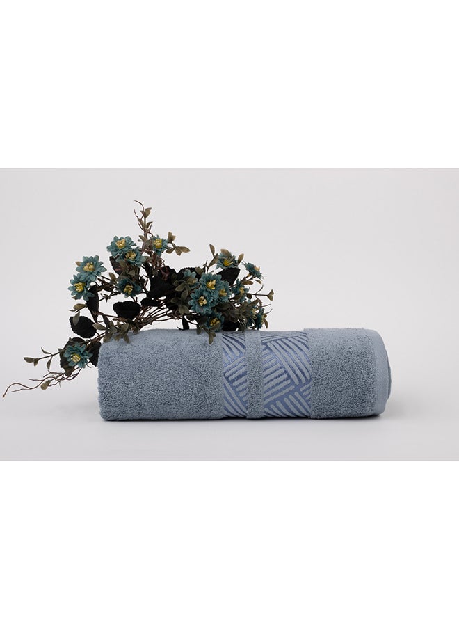 White Rose TRACK - 500 GSM - 100% Cotton Terry - Jacquard Border- 1 Bath Sheet 80X160 cm- Luxury Touch - Extra Absorbent-Sky Blue  - Image 1