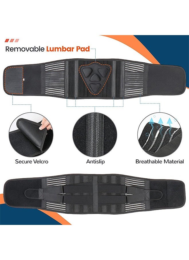 SOUTH MOON - Back Brace with 3D Lumbar Pad, Adjustable 6X Back Support Belt for Lower Back Pain Relief,  Men Women Posture Corrector for Scoliosis Herniated Disc Sciatica (Waist: 37.4"-43.3") - Image 1
