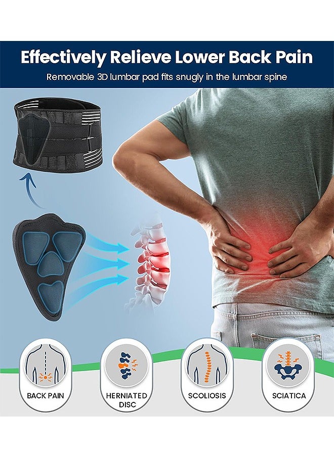 SOUTH MOON - Back Brace with 3D Lumbar Pad, Adjustable 6X Back Support Belt for Lower Back Pain Relief,  Men Women Posture Corrector for Scoliosis Herniated Disc Sciatica (Waist: 37.4"-43.3") - Image 1