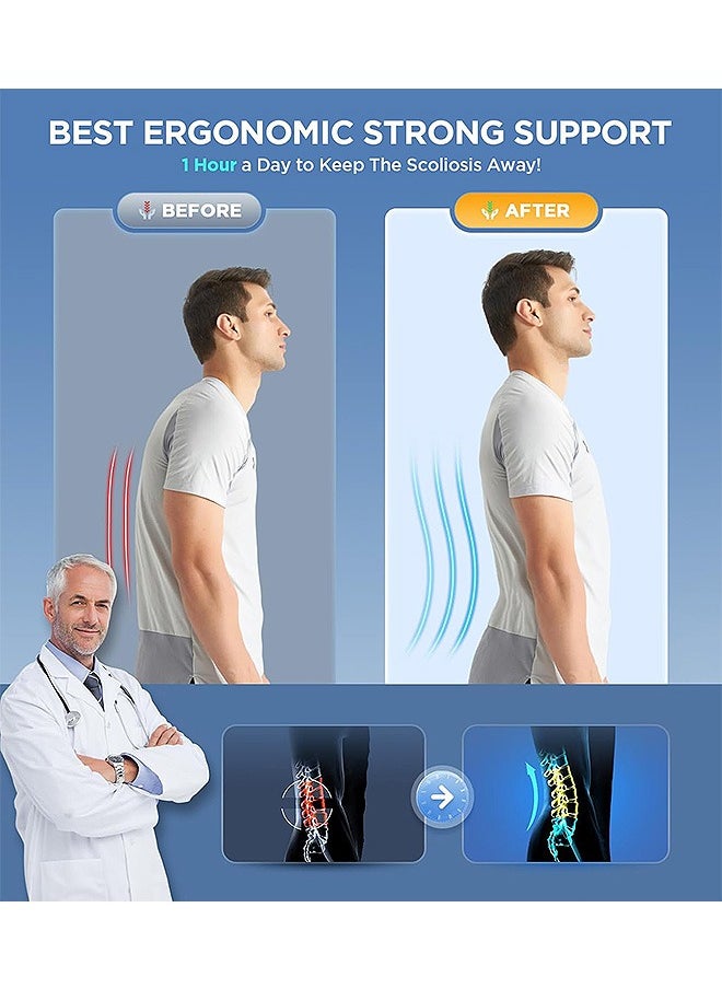 SOUTH MOON - Back Brace with 3D Lumbar Pad, Adjustable 6X Back Support Belt for Lower Back Pain Relief,  Men Women Posture Corrector for Scoliosis Herniated Disc Sciatica (Waist: 37.4"-43.3") - Image 1