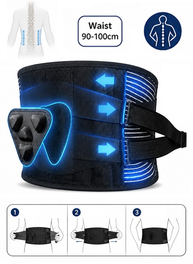 Back Brace with 3D Lumbar Pad, Adjustable 6X Back Support Belt for Lower Back Pain Relief, Men Women Posture Corrector for Scoliosis Herniated Disc Sciatica (Waist: 37.4"-43.3")