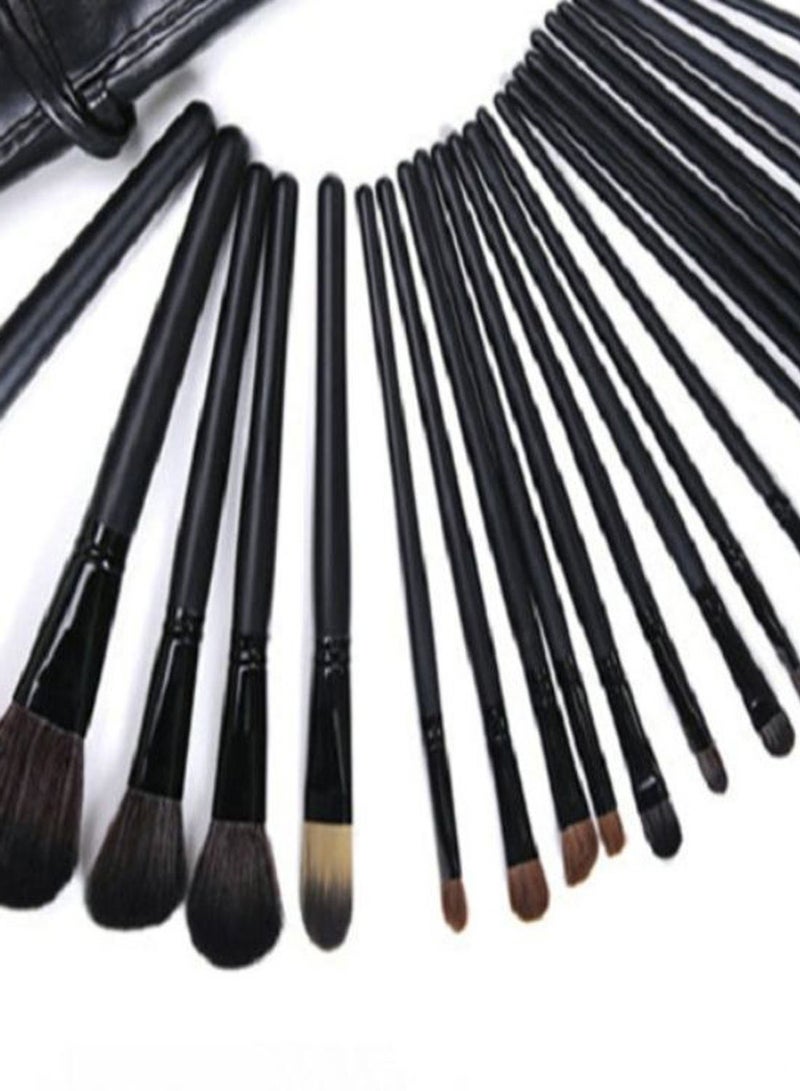 NIBEMINENT 24-Piece Makeup Brush Set With Bag And Face Cleansing Puff Black  - Image 2