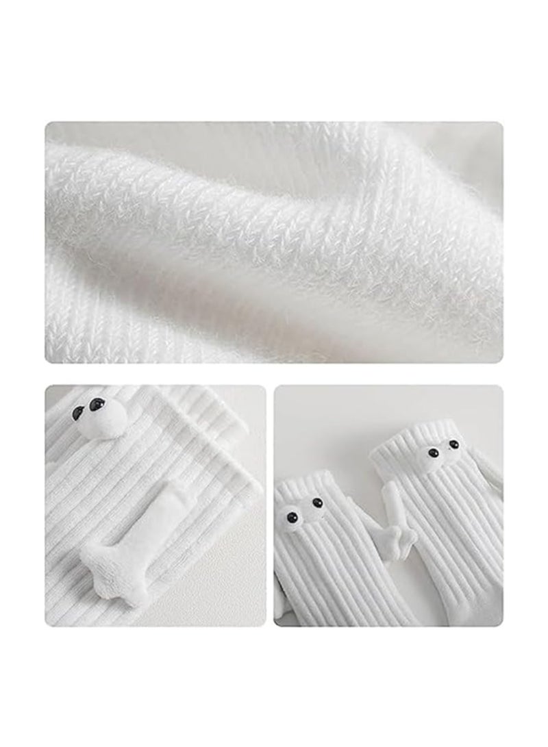 Couple Holding Hands Socks, Unisex Mid Tube Funny Magnetic Hand Socks, Matching Set (2 Black + 2 White), Cute and Playful Couple Socks for Him and Her, Perfect Gift for Couples. - Image 2