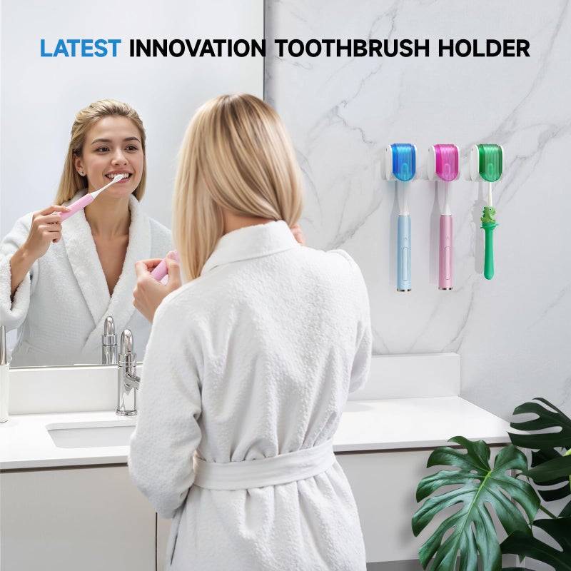 EKOTTOK Toothbrush Holders for Bathroomsã€Upgrade Single Slot Designã€‘ Toothbrush Holder Wall Mounted with Cover Moisture-Proof and Dust-Proof Toothbrush Storage Organizer for Shower Family and Travel 3PCS - Image 3