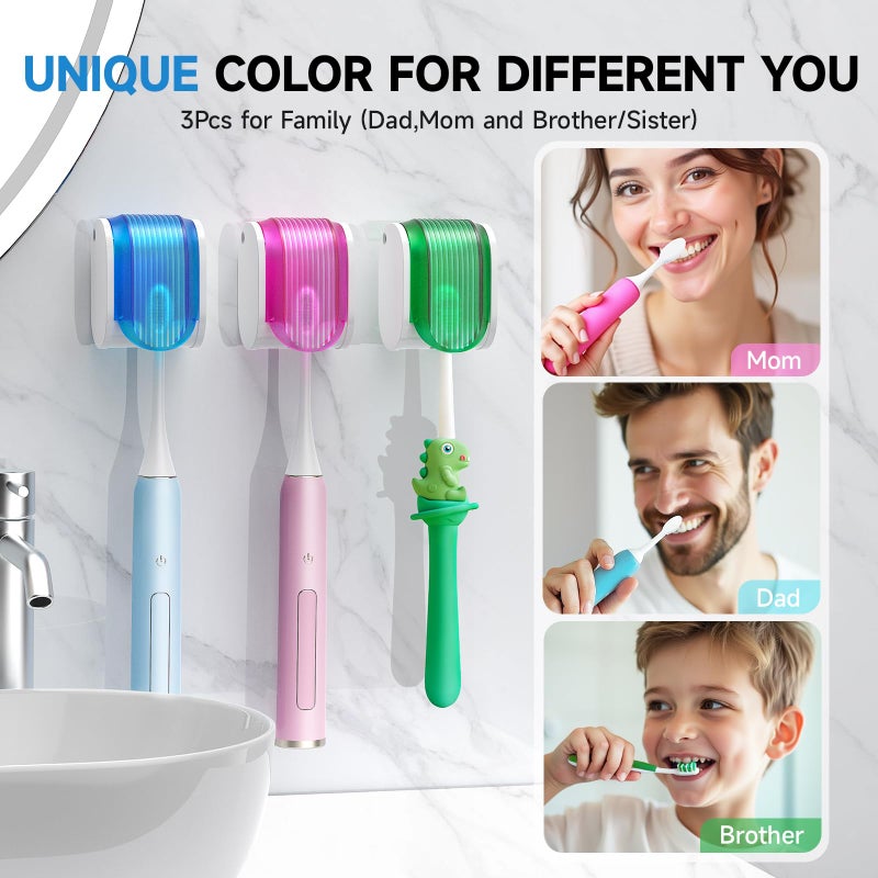 EKOTTOK Toothbrush Holders for Bathroomsã€Upgrade Single Slot Designã€‘ Toothbrush Holder Wall Mounted with Cover Moisture-Proof and Dust-Proof Toothbrush Storage Organizer for Shower Family and Travel 3PCS - Image 2