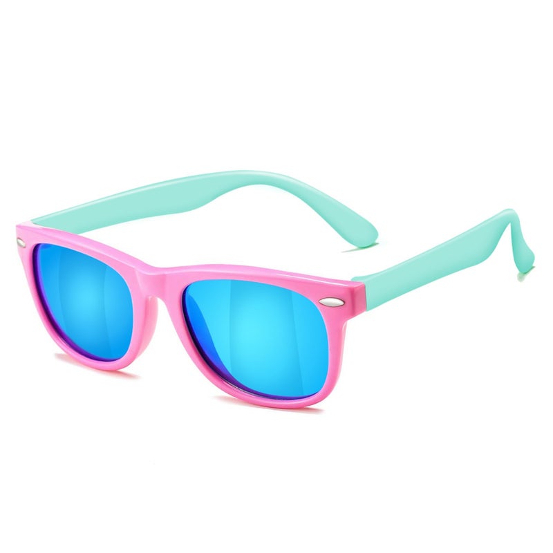 AZorb Kids Polarized Sunglasses TPEE Rubber Flexible Frame for Boys Girls Age 3-8, 100% UV Protection (Purple Pink/Grey) - Image 1