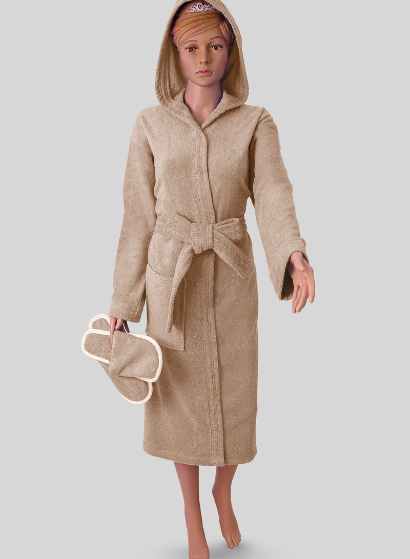 Banotex Egyptian cotton bathrobe for unisex with bow and slipper and waist belt in multiple sizes and colors  - Image 1