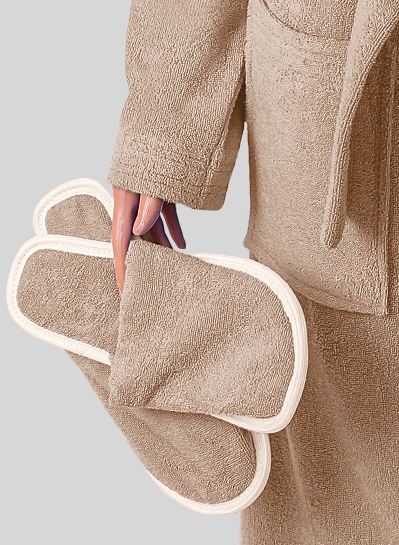 Banotex Egyptian cotton bathrobe for unisex with bow and slipper and waist belt in multiple sizes and colors  - Image 4