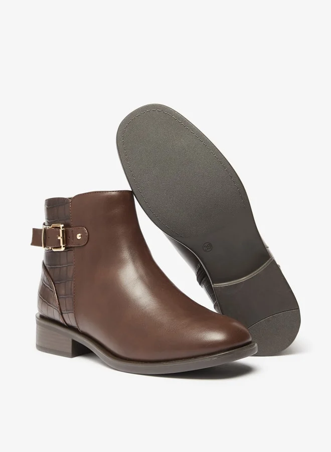 Celeste Women's Solid Ankle Boots with Buckle and Zip Closure