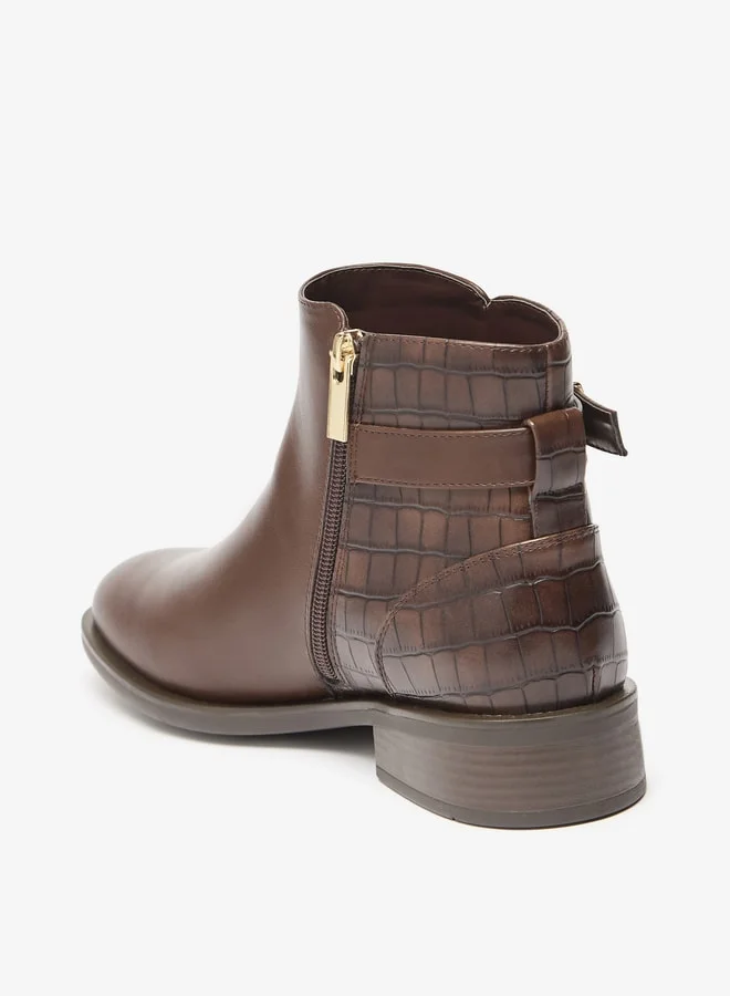 Celeste Women's Solid Ankle Boots with Buckle and Zip Closure