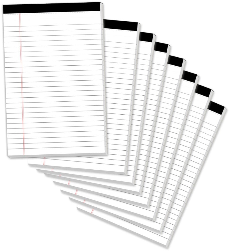 PINJINGPRO Legal Pads 5 x 8 Inch Notepad, 8 Pack Note Pads College Ruled Perforated Memo Pad for Work Study Daily Note Taking List, Lined Writing Pads Memo Refills Notepads for Office Home School, 30 Sheet/Pad - Image 1