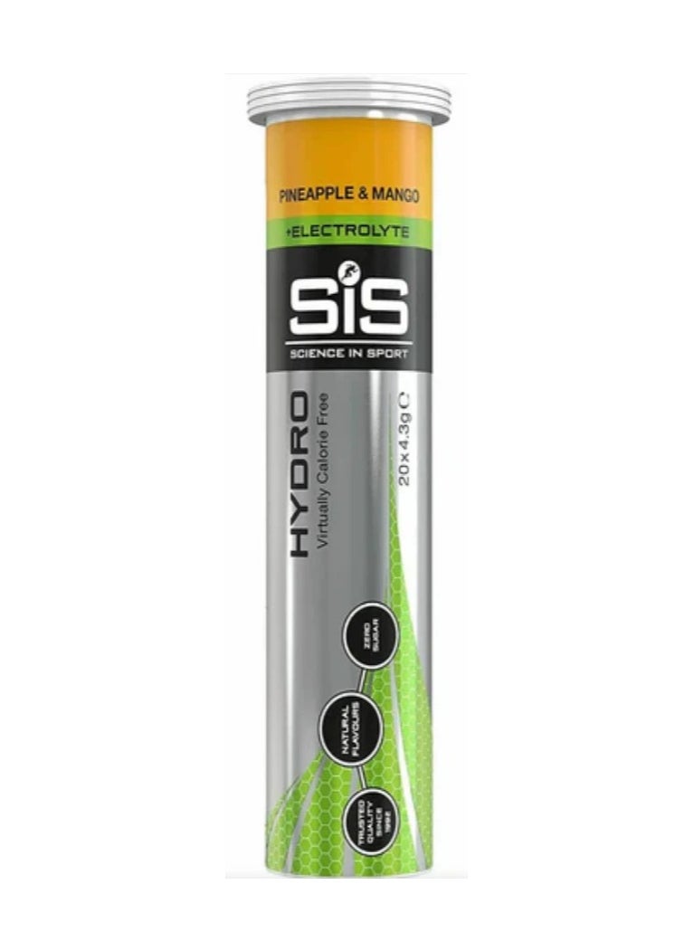 SIS Pineapple & mango Hydro Electrolyte with added B vitamins - Trusted quality since 1992 with Vit B6 for reducing fatigue Zero sugar 20 tablets pack of 1  - Image 1