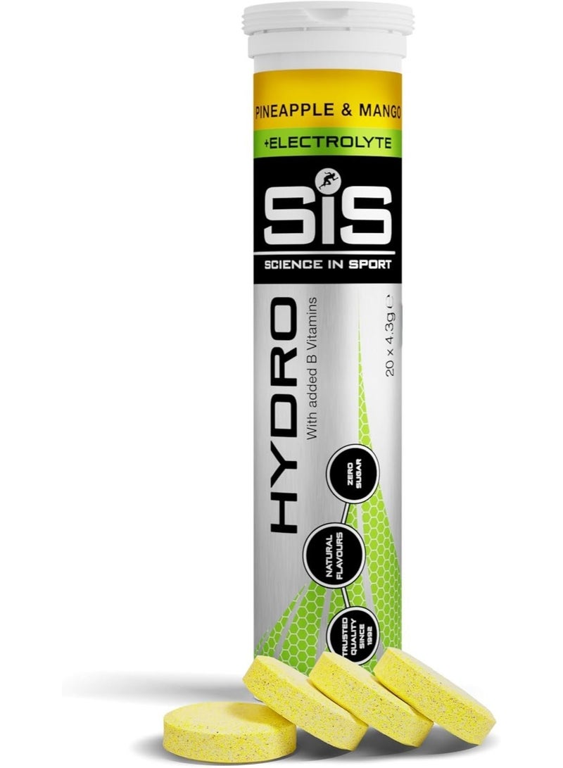 SIS Hydro Electrolyte Tablets | Sugar Free Hydration Tablets | Essential Electrolytes to Reduce Fatigue & Aid Rehydration | Gluten Free | Pineapple & Mango Flavour | 20 Servings | 1 Pack | 20 x 4.3g - Image 3