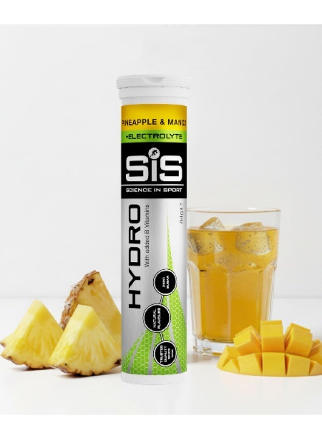SIS Hydro Electrolyte Tablets | Sugar Free Hydration Tablets | Essential Electrolytes to Reduce Fatigue & Aid Rehydration | Gluten Free | Pineapple & Mango Flavour | 20 Servings | 1 Pack | 20 x 4.3g - Image 1