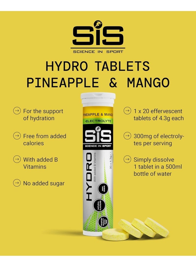 SIS Hydro Electrolyte Tablets | Sugar Free Hydration Tablets | Essential Electrolytes to Reduce Fatigue & Aid Rehydration | Gluten Free | Pineapple & Mango Flavour | 20 Servings | 1 Pack | 20 x 4.3g - Image 4