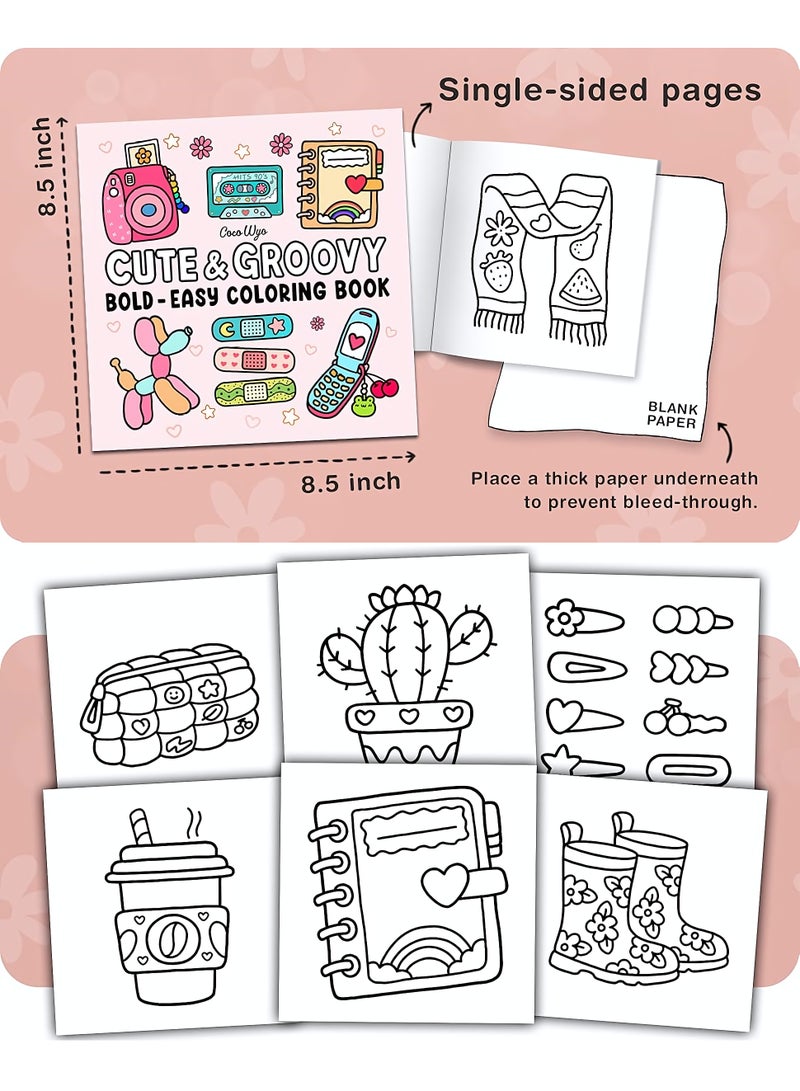Coloring Book for Adults & Teens, Cute & Groovy: Cute & Cozy Daily Relaxation Activity with Whimsical Illustrations, Relaxing Anti-Anxiety Art Therapy, Perfect for Cozy Spaces & Holiday Gifting - Image 4