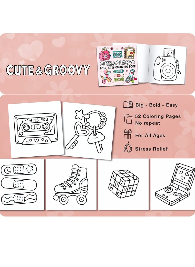 Coloring Book for Adults & Teens, Cute & Groovy: Cute & Cozy Daily Relaxation Activity with Whimsical Illustrations, Relaxing Anti-Anxiety Art Therapy, Perfect for Cozy Spaces & Holiday Gifting - Image 3