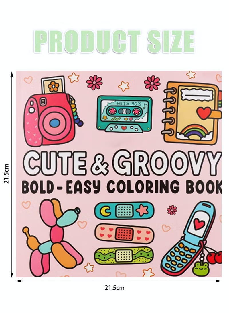 Coloring Book for Adults & Teens, Cute & Groovy: Cute & Cozy Daily Relaxation Activity with Whimsical Illustrations, Relaxing Anti-Anxiety Art Therapy, Perfect for Cozy Spaces & Holiday Gifting - Image 2