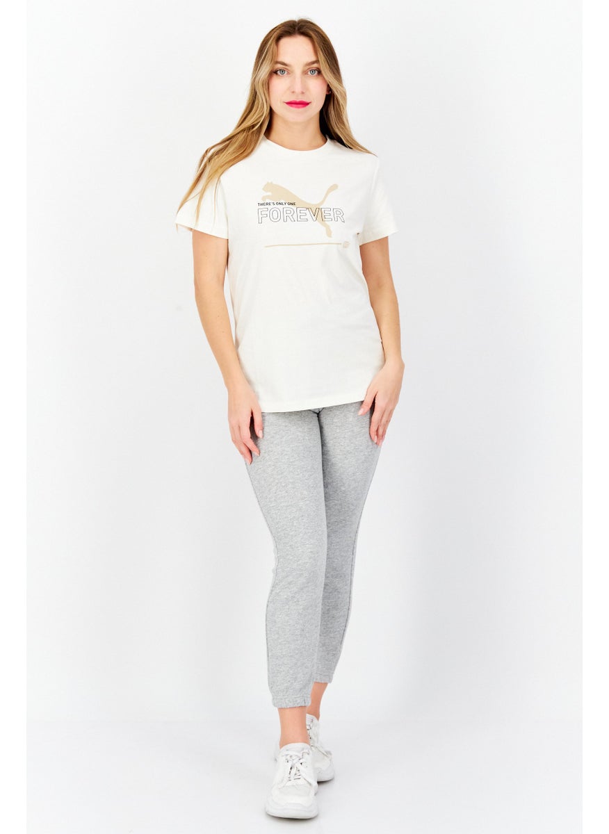 PUMA Women Sportswear Fit Short Sleeves Running T-Shirt, Beige  - Image 2
