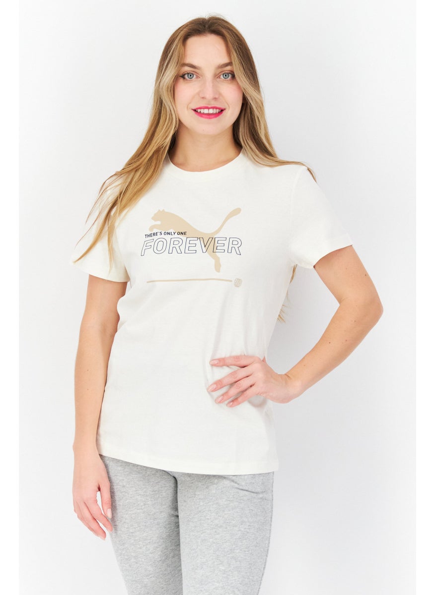 PUMA Women Sportswear Fit Short Sleeves Running T-Shirt, Beige  - Image 1
