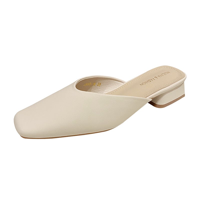 Hui Liya French-Style Closed-Toe Mules For Women 2024 Backless Slip-On Chunky Heel 2833-16 Breathable - Image 1