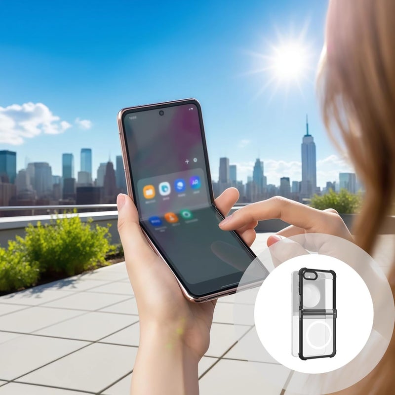 Z Flip6 Shockproof Clear Case, Slim Fit Hard Pc Cover, Wireless Charging Compatible - Image 1