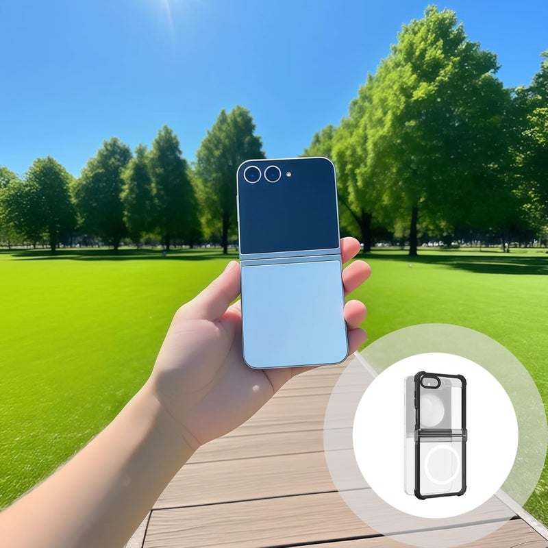 Z Flip6 Shockproof Clear Case, Slim Fit Hard Pc Cover, Wireless Charging Compatible - Image 3