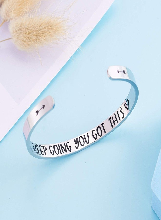 LParkin Inspirational Gifts for Women Cuff Bracelets Mantra Quote Keep Going You Got This Motivational Friendship Gift Encouragement Best Friend Jewelry Bracelet (Keep Going You Got This) - Image 3