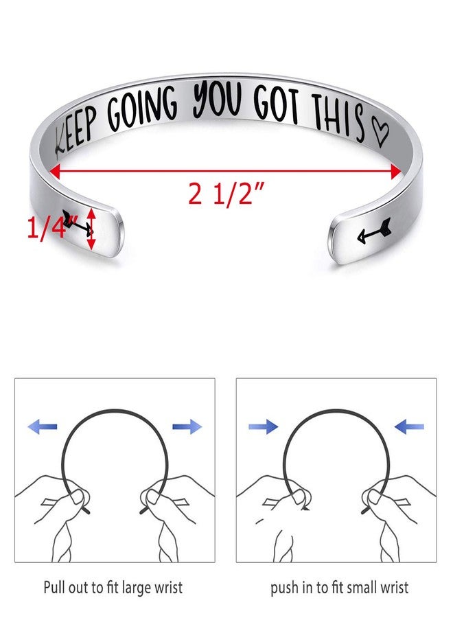 LParkin Inspirational Gifts for Women Cuff Bracelets Mantra Quote Keep Going You Got This Motivational Friendship Gift Encouragement Best Friend Jewelry Bracelet (Keep Going You Got This) - Image 2