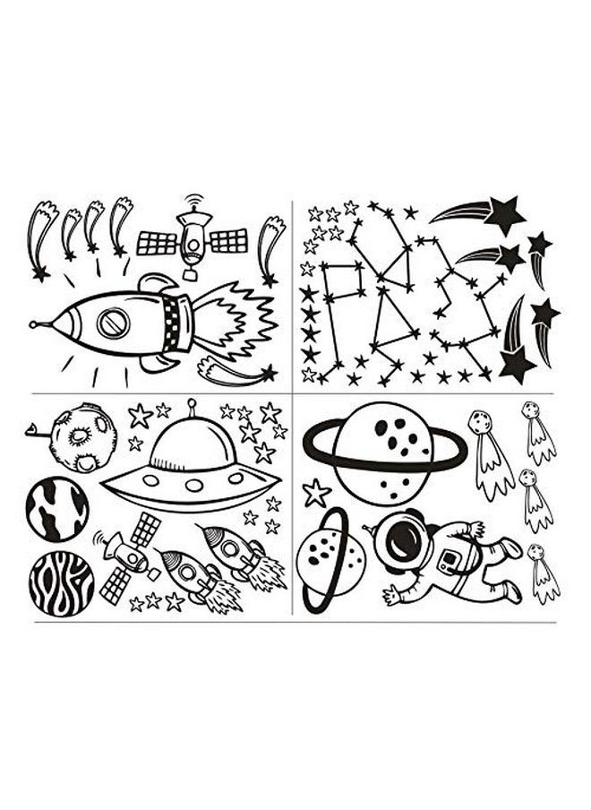 YOYOYU ART HOME DECOR Wall Decor for Boys Room Art Outer Space Star Rockets Planets Stickers Removable Space Wall Decal for Children Bedroom Decoration (Black)  - Image 5