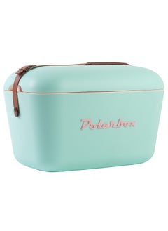 Polarbox Polarbox® 20 L Ice Box - For Outdoor Use - Portable - For Drinks And Food - Storage Box - Classic - Cyan/Baby Rose Cooler with Brown Leather Strap  - Image 1