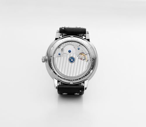 FEICE Men's Automatic Watch Mechanical Watch Stainless Steel Leather Band Watches Analog Curved Mirror Brushed Finish Casual Dress Watches for Men #FM212 (White) - Image 2