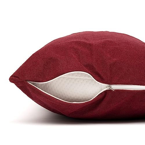 Wakefit Pillow Protector Waterproof | Terry Cotton | Pillow Inner Cover with Zip | 200 GSM | Beetroot-28x18 Inch | Set of 2 - Image 3