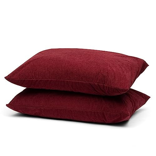 Wakefit Pillow Protector Waterproof | Terry Cotton | Pillow Inner Cover with Zip | 200 GSM | Beetroot-28x18 Inch | Set of 2 - Image 2