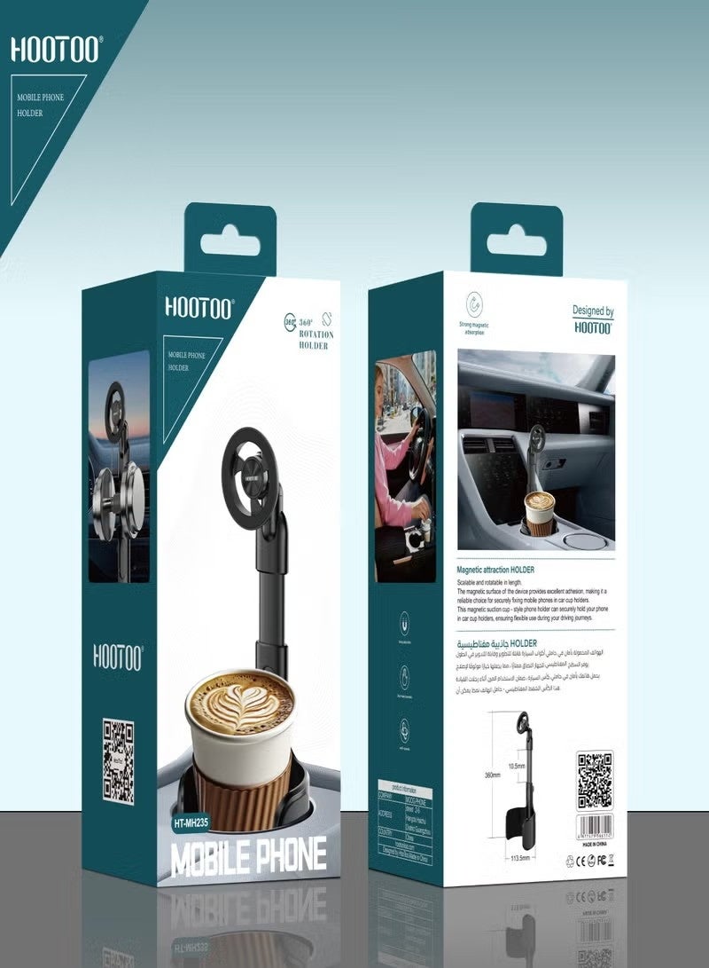HOOTOO Magnetic Car Phone Holder for Cup Holder, 360-Degree Rotating Mobile Mount - Image 2