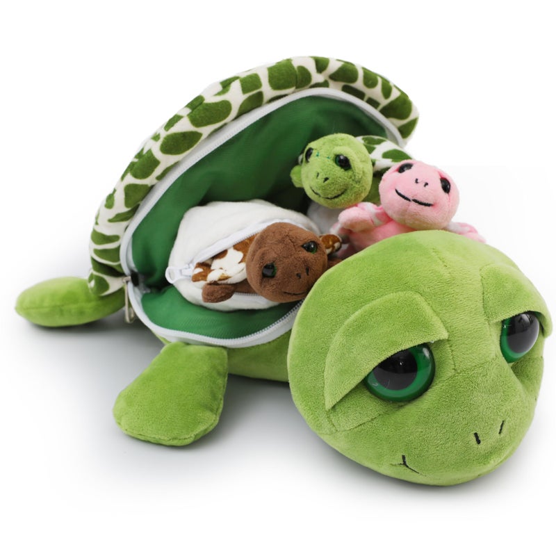 Karister 6Pcs Turtle Stuffed Animals with Three Babies Inside Shell14 Sea Turtle Plush Pillow Toy with Two Eggs Stuffed Tortoise for Kids Ocean Plush for Birthday Christmas or Baby Shower - Image 3