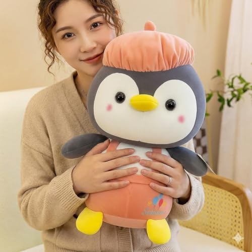 Softdreams Cap Penguin Plushie Stuffed Plush Teddy Bear Soft Toy - Ideal for Birthdays & Special Occasions Girls/Boys, Baby Kids_Pink(25 Cm) - Image 3