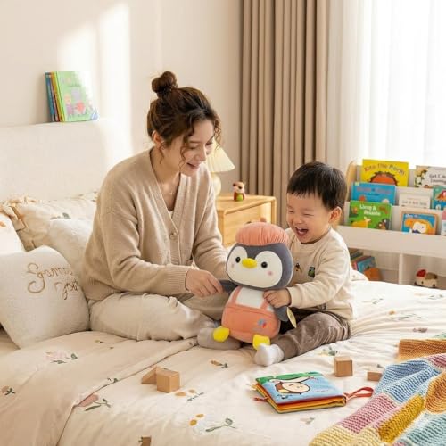 Softdreams Cap Penguin Plushie Stuffed Plush Teddy Bear Soft Toy - Ideal for Birthdays & Special Occasions Girls/Boys, Baby Kids_Pink(25 Cm) - Image 2