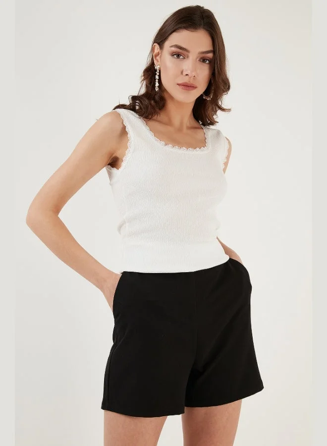 Lela Lela Slim Fit Thick Lace Square Neck Crepe 2-Pack Undershirt Women's Undershirt 5864979S2