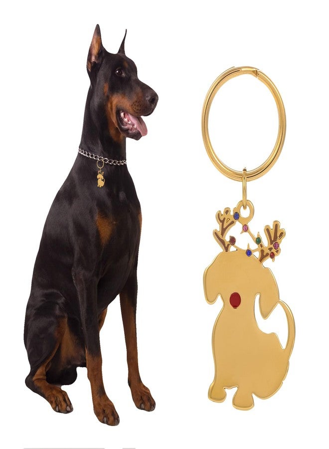 Madison Tyler Cute Christmas Reindeer Dog Tag | Puppy Necklace Pendant for Jewelry Charms | Pet Collar Charms | Gold Antlers Red Nose Dog | Holiday Christmas Tag Pet Charms - Image 1